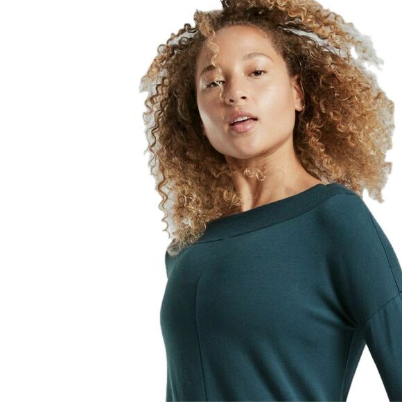 Athleta Studio Barre Sweatshirt Dress 2.0 Forest Green Size Medium - Picture 2 of 8